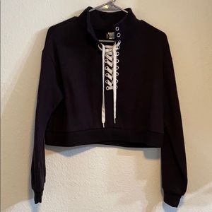 H&M cropped lace up sweatshirt